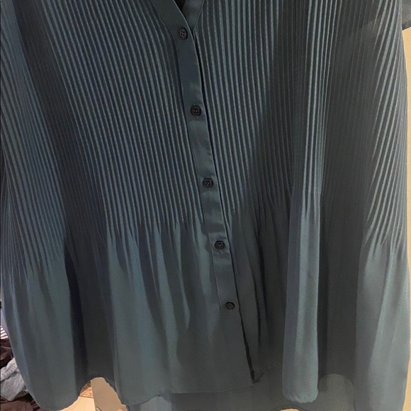 Pleione Teal Pleated Blouse - Picture 3 of 6